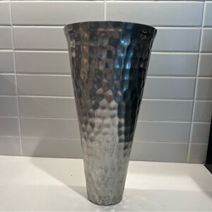 CB2 Elegant Silver Hammered Vase